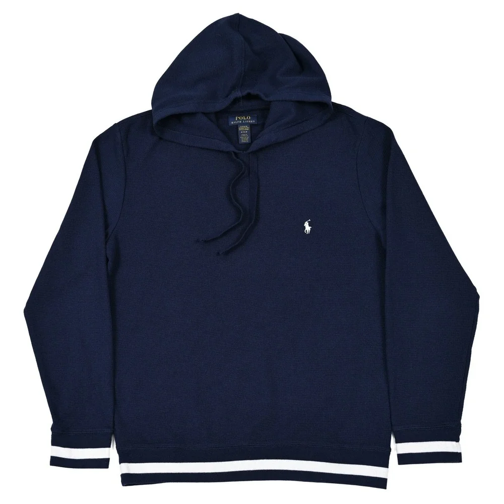 Polo Ralph Lauren Hoodie Sweater Mens Medium Sleepwear Jumper Waffle Knit Preppy